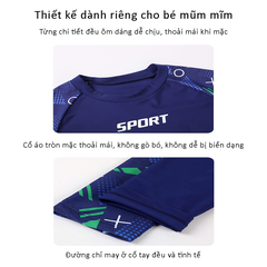 Bộ đồ bơi bé trai BIG SIZE tay dài quần ngắn tặng kèm mũ cho bé từ 34-73kg