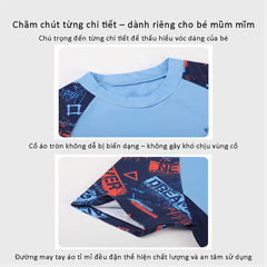 Bộ đồ bơi bé trai tay ngắn quần ngắn BIG SIZE kèm mũ, Size từ 34-73kg