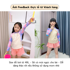 Đồ bơi bé gái YUKE tay dài quần ngắn ombre sôi động khóa kéo trước tiện lợi size từ 10–30kg