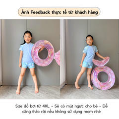 Đồ bơi bé gái YUKE tay ngắn quần ngắn ombre sôi động khóa kéo trước tiện lợi size từ 10–30kg