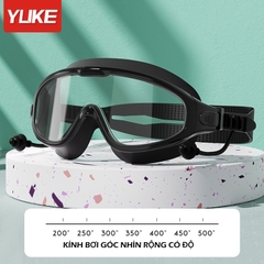 Kính bơi cận thị góc nhìn rộng kèm nút bịt tai gắn liền tiện lợi cho nam, nữ, bé từ 30 ký