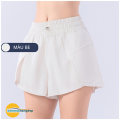 Quần short thể thao nữ pickleball, cầu lông 2 lớp-  Thiết kế xẻ bầu