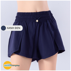 Quần short thể thao nữ pickleball, cầu lông 2 lớp-  Thiết kế xẻ bầu