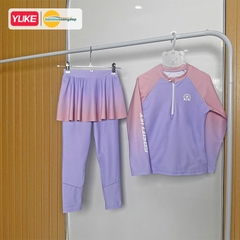 Đồ bơi bé gái tay dài quần dài chân váy liền chống nắng ngăn UV cho bé từ 17-42kg hiệu YUKE.