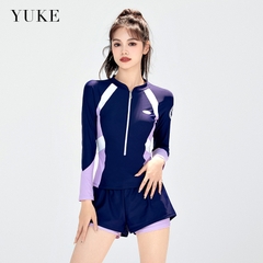 Đồ bơi nữ YUEK tay dài quần đùi 2 lớp thiết kế thể thao năng động trẻ trung
