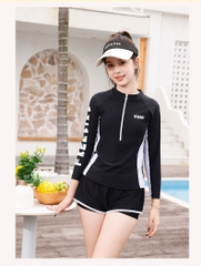 Đồ bơi bé gái thiếu niên tay dài quần đùi 2 lớp dày dặn kín đáo đa phong cách