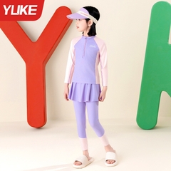Đồ bơi bé gái Hiệu YUKE YY1176 Tay dài Quần dài Chân váy liền quần