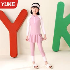 Đồ bơi bé gái Hiệu YUKE YY1176 Tay dài Quần dài Chân váy liền quần