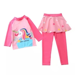 Đồ bơi bé gái tay dài quần dài đính chân váy