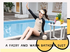 Đồ bơi bé gái thiếu niên tay dài quần đùi 2 lớp dày dặn kín đáo đa phong cách