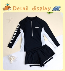 Đồ bơi bé gái thiếu niên tay dài quần đùi 2 lớp dày dặn kín đáo đa phong cách