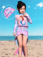 Set bơi bé gái tay dài liền thân 3 món phối đuôi cá xinh xắn ngộ nghĩnh