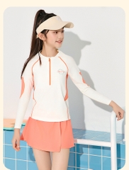 Đồ bơi bé gái tay dài váy kín đáo năng động| Đồ thể thao cho bé gái