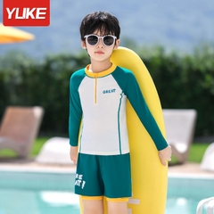 Đồ bơi bé trai thời trang năng động size Đại tay dài quần đùi 2 lớp dày dặn che chắn tốt không bị lộ hiệu Yuke