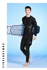 Bộ đồ bơi nam tay dài quần dài chống nắng chống UV, thiết kế trẻ trung quân 2 lớp che chắn kín đáo năng động