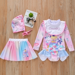 Set bơi Kuromi áo liền thân phối chân váy rời điệu đà 2 cách mặc tặng kèm nón bơi