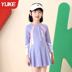 Đồ bơi bé gái Hiệu YUKE tay dài chân váy YY2357