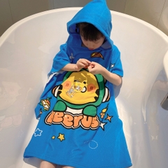 Khăn choàng tắm, khăn tắm 70x150cm cho bé đi bơi, đi biển cỡ lớn sợi mịn có mũ siêu cute