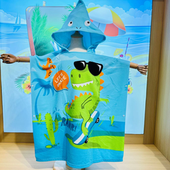 Khăn choàng tắm, khăn tắm 70x150cm cho bé đi bơi, đi biển cỡ lớn sợi mịn có mũ siêu cute