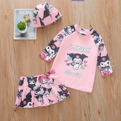 Đồ bơi bé gái tay dài Váy Kuromi - Nàng tiên cá - Pony hoạt hình cho bé yêu - Tặng kèm nón bơi xinh xắn