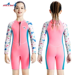 Đồ bơi giữ nhiệt bé gái Dive and Sail size 12-30kg cao su dày 2.5mm giữ ấm ngăn tia UV