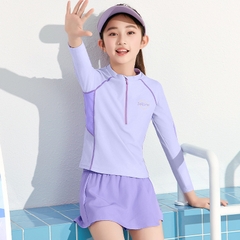 Đồ bơi bé gái tay dài váy kín đáo năng động| Đồ thể thao cho bé gái