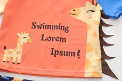 Đồ bơi bé trai tay ngắn quần ngắn họa tiết hươu cao cổ tặng kèm nón bơi đáng yêu size từ 6-24kg