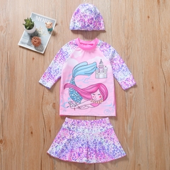 Đồ bơi bé gái tay dài Váy Kuromi - Nàng tiên cá - Pony hoạt hình cho bé yêu - Tặng kèm nón bơi xinh xắn