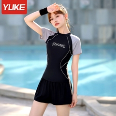 Đồ bơi nữ tay ngắn quần đùi 2 lớp giả váy Magic tạo dáng eo thon che bụng mỡ 8401