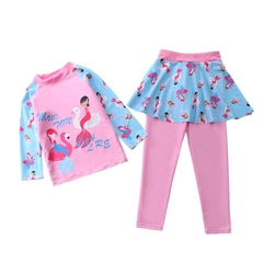 Đồ bơi bé gái tay dài quần dài đính chân váy