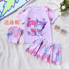Đồ bơi bé gái Kuromi Saniro váy đáng yêu nhiều màu sắc kèm nón