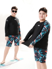 Đồ bơi bé trai tay dài BIG SIZE có nón bơi riêng cho bé từ 35kg đến 90kg