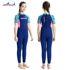 Đồ bơi giữ nhiệt bé gái Dive and Sail size 12-30kg cao su dày 2.5mm giữ ấm ngăn tia UV