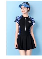 Đồ bơi Nữ liền thân tay ngắn chân váy quần đùi YY82301-1
