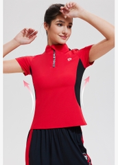 Áo picklebal, áo thể thao tay ngắn cổ đứng khoá kéo trước phối màu cá tính