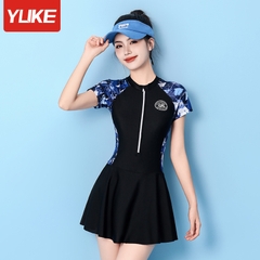 Đồ bơi Nữ liền thân tay ngắn chân váy quần đùi YY82301-1