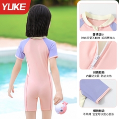 Đồ bơi bé gái liền thân tay ngắn quần ngắn hiệu Yuke - Thiết kế năng động cho bé từ 15-38kg