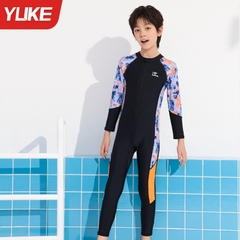 Đồ bơi bé trai liền thân tay dài quần dài hiệu Yuke chống nắng - phối sắc màu cho bé từ 15- 38kg