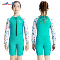 Đồ bơi giữ nhiệt bé gái Dive and Sail size 12-30kg cao su dày 2.5mm giữ ấm ngăn tia UV