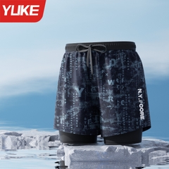 Quần bơi nam 2 lớp thể thao, phối họa tiết dãy núi cá tính, dáng suông