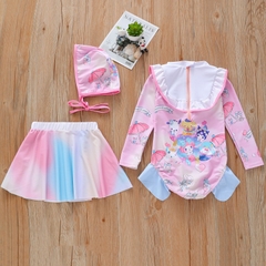 Set bơi Kuromi áo liền thân phối chân váy rời điệu đà 2 cách mặc tặng kèm nón bơi