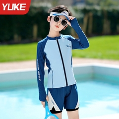 Đồ bơi bé trai tay dài quần đùi 2 lớp chống nắng hiệu YUKE, khóa kéo trước tiện lợi