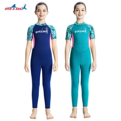 Đồ bơi giữ nhiệt bé gái Dive and Sail size 12-30kg cao su dày 2.5mm giữ ấm ngăn tia UV