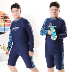 Đồ bơi bé trai tay dài BIG SIZE có nón bơi riêng cho bé từ 35kg đến 90kg