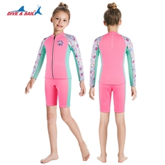 Đồ bơi giữ nhiệt bé gái Dive and Sail size 12-30kg, chất liệu cao su dày 2.5mm ngăn tia UV giữ ấm