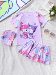 Đồ bơi bé gái Kuromi Saniro váy đáng yêu nhiều màu sắc kèm nón
