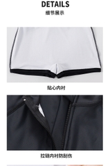 Đồ bơi nữ liền váy tay ngắn Yuke màu đen basic, phối chữ vai cá tính, khóa kéo trước tiện lợi