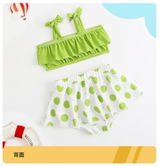 Bikini bé gái Siêu dễ thương chấm bi hồng phối trái bơ xinh