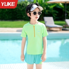 Đồ bơi bé trai quần rời áo rời hiệu YUKE- màu xanh neon kết hợp xanh biển cho bé từ 15-42kg