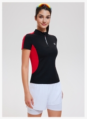 Áo picklebal, áo thể thao tay ngắn cổ đứng khoá kéo trước phối màu cá tính